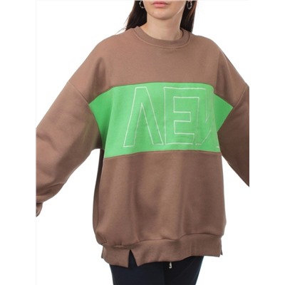 2813 BROWN/GREEN Толстовка женская (95% хлопок, 5% спандекс)