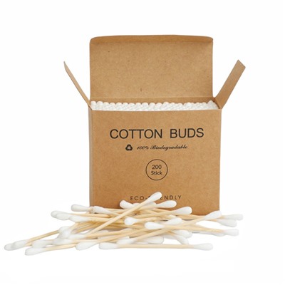 Бамбуковые ватные палочки в экологичной упаковке, 200 шт.