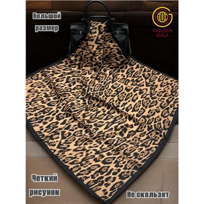 Платок утепленный Леопардовый Арт 3111/1 (коричневый с черной каймой)