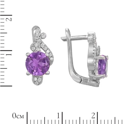 Серьги 'Диво' с аметистом и фианитами ТГСК.852АМR