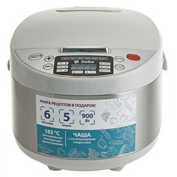 Мультиварка 900 Вт, 5 л, 6 программ DELTA DL-6529 белая + книга рецептов