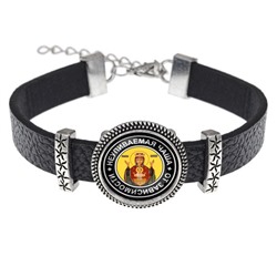 BSK2-0097 Кожаный браслет Пресвятая Богородица (Неупиваемая Чаша)