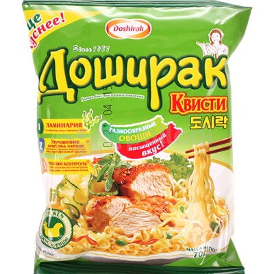 Доширак Квисти Лапша б/п со вкус.курицы 70 гр.1/48