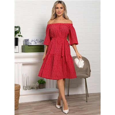 Платье с поясом Дафна (красное) П15524-8М