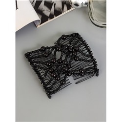 Зажим для волос «Жемчужная сетка», шарики, 9 см, чёрный