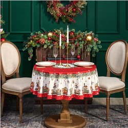 СКАТЕРТЬ КРУГЛАЯ  "ЩЕЛКУНЧИК" ,150СМ , КРАСНЫЙ ,100% ХЛОПОК , ТВИЛ