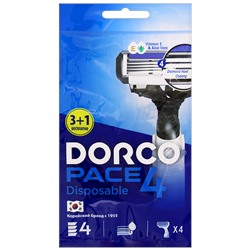 Станок для бритья с несъемной головкой DORCO PACE-4 (4 шт.), FRA 100-(3+1)P