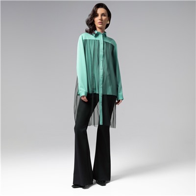 Рубашка комбинированное с сеткой, Срочно на обложку (бирюзовая)