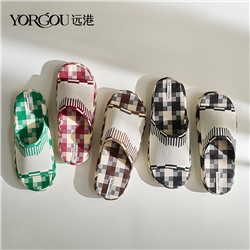 Slippers, non-slip footwear for home use indoor, men's cloth platform, cotton and linen, absorbs sweat and smell