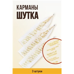 Карманы с шуточными надписями, клипса с петлей, калибр 55 мм, длина 30 см, бесцветные, рисунок золото