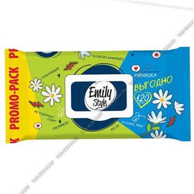 Влажные салфетки с крышкой Emily Style Ромашка 120шт