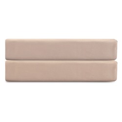 Простыня на резинке из премиального сатина бежевого цвета из коллекции Essential,  160х200х30 см