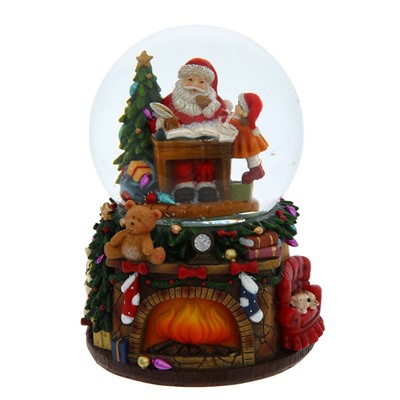 GAEM Фигурка декор в стекл шаре "Дед Мороз" (муз, вьюга, ААх3, н/п), D 10 см, L10,5 W10,5 H15 см