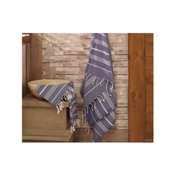 2 шт. Пештемаль с Бахромой 100x180 см + 50x95 см Peşkir Seti Sultan Lacivert