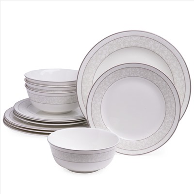 НАБОР ПОСУДЫ ОБЕДЕННОЙ LEFARD "GREY LACE" НА 4 ПЕР. 12 ПР.