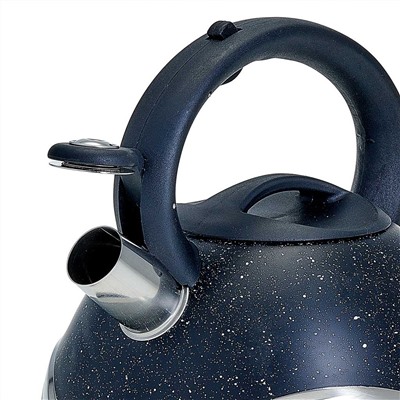 Чайник со свистком 3 л из нержавеющей стали, капсулированное дно WEBBER BE-0574 черный мрамор