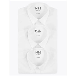 3pk Boys' Longer Length Easy Iron School Shirts (4-18 Yrs)