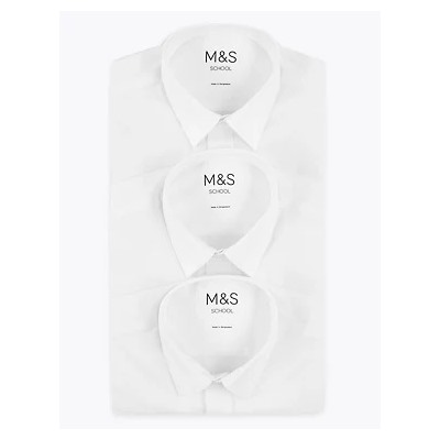 3pk Boys' Longer Length Easy Iron School Shirts (4-18 Yrs)