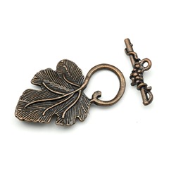Замок тогл лист винограда цв.темная медь, 36*22мм