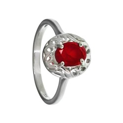 Кольцо ажурное с красным фианитом ТШКН.729Ф41.24