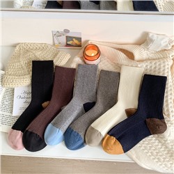 Winter demi-season woolen warm knee socks, mid-length