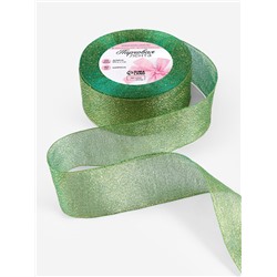Лента парчовая, 40 мм, 23±1 м, зелёная №032
