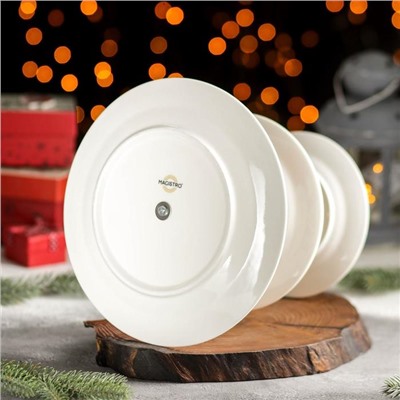 Блюдо фарфоровое 3-х ярусное Magistro «Новый год. Шишки», d=15/18/23 см