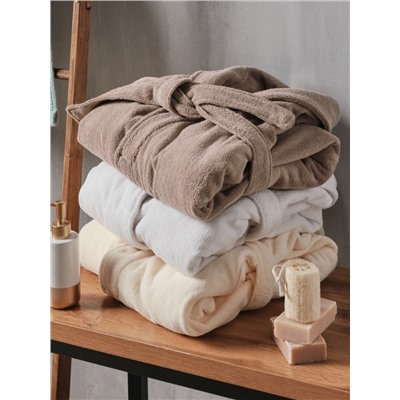 Халат махровый женский SL HOME: Basic "Айвори", размер M, 100% хлопок, 420 г/м2