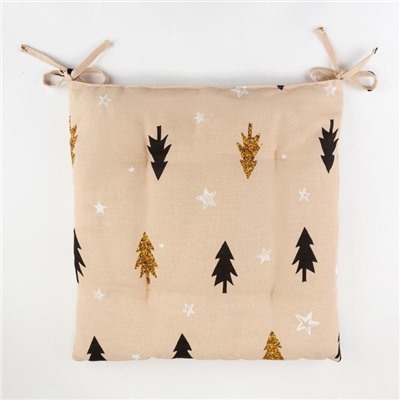 Подушка на стул новогодняя "Доляна" Christmas mood 42х42х7см, 100%хл, рогожка 164 г/м2