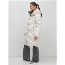 Пальто зимнее утепленное с капюшоном женское бежевого цвета 7747B