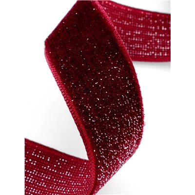 Лента бархатная, с серебряным люрексом, 20 мм, 18±1 м, бордовая №46