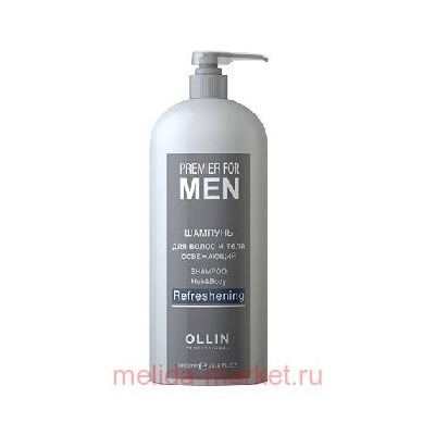 OLLIN PREMIER FOR MEN Шампунь для волос и тела освежающий 1000мл