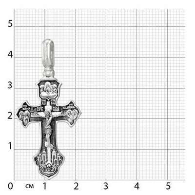 Крест (Ангел Хранитель) из серебра литье частичное чернение