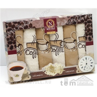 Набор Вафельных Полотенец 30x50 см. 6 шт/уп. Its Coffee Time - Nilteks