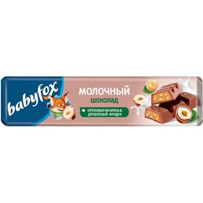 Батончик BabyFox молочный с ореховой начинкой и дробленым фундуком 45 г (упаковка 30 шт)/ КДВ