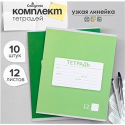 Набор тетрадей 12 листов в узкую линейку Calligrata "Однотонная школьная. Эконом", серые листы