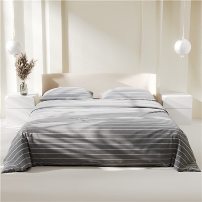 Постельное бельё Этель 1.5сп Gray stripes 143х215см,150х214см,70х70см-2 шт, 100% хлопок,поплин