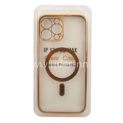 Задняя панель для  iPhone 13 Pro Max 6.7" Силикон с MagSafe (блистер) прозрачная/золото