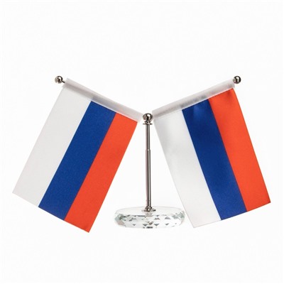 Флаг России настольный, на подставке, с двумя флажками 8×11 см, 16.5×12 см
