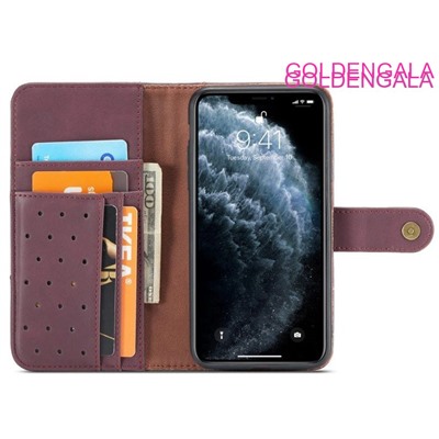 Кожаный чехол-бумажник с ремешком для iPhone