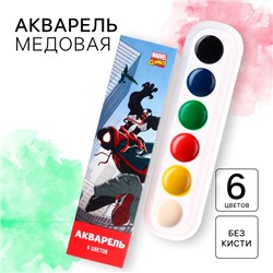 Акварель медовая «Человек-паук», 6 цветов, в картонной коробке, без кисти