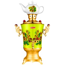 Самовар KELLI-1862 корпус из нержавеющей стали 2300Вт обьем 4,0л керамический заварник 0,9л (4) оптом