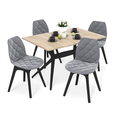 Обеденная группа SHT-DS318
                        дуб сонома светлый / стальной серый / черный