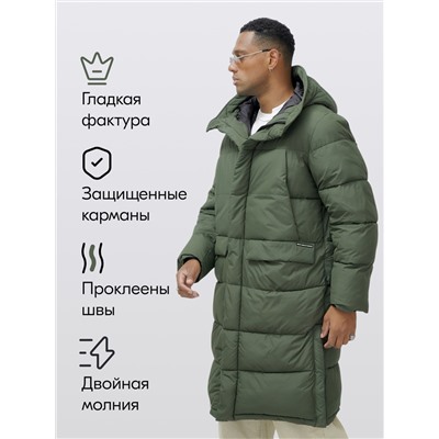 Парка MTFORCE мужская зимняя модная удлиненная спортивная цвета хаки 2416_1Kh