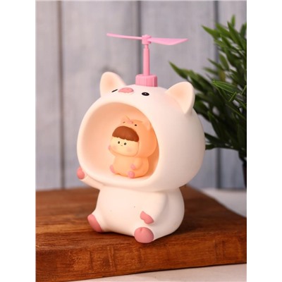 Kопилка - ночник «Baby pig fan», white (13,5 см), пластик