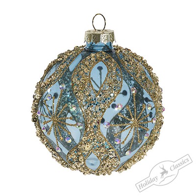 Шар "Скифская сюита" синий (стекло прозрачное) 8 см