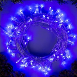 Гирлянда «Нить» 10 м, IP20, прозрачная нить, 100 LED, 8 режимов, 220 В, свечение синее