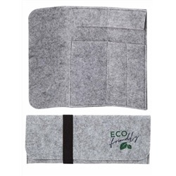 Пенал с клапаном, на резинке "ECO Friendly", фетр светло-серый, 22х8см