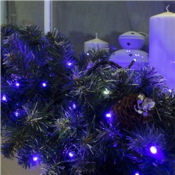 УЦЕНКА Гирлянда «Нить» 10 м, IP44, УМС, тёмная нить, 100 LED, свечение синее, мерцание белым, 220 В