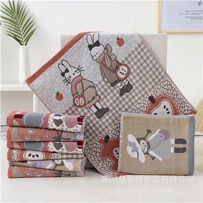 Gauze cotton towel for face washing, cartoon children's scarf